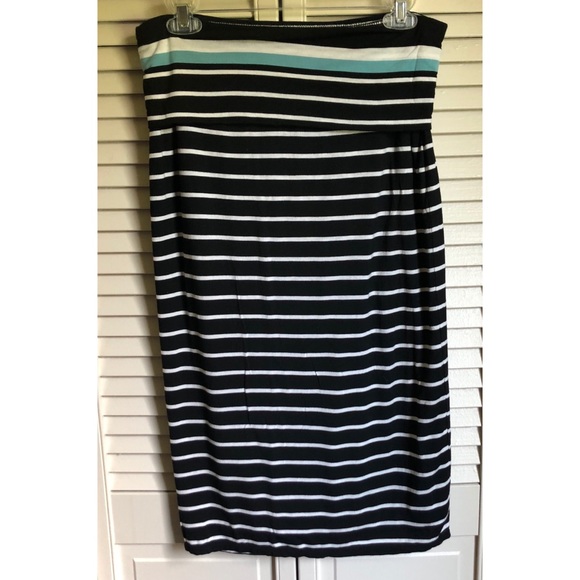 Max Studio Dresses & Skirts - Max Studio Stretch Midi Skirt Striped Black White